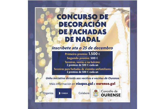 Ir a la noticia El Concello de Ourense y Viaqua convocan un concurso de decoración de fachadas de viviendas en Navidad