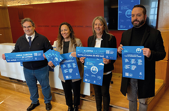 Ir a la noticia O Concello de Santiago, Viaqua e asociacións de hostaleiros e comerciantes lanzan unha campaña para sensibilizar sobre o uso incorrecto dos sumidoiros